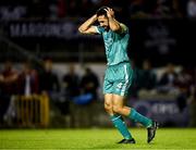 16 September 2024; Roberto Lopes of Shamrock Rovers reacts after a missed chance during the SSE Airtricity Men's Premier Division match between Galway United and Shamrock Rovers at Eamonn Deacy Park in Galway. Photo by Piaras Ó Mídheach/Sportsfile