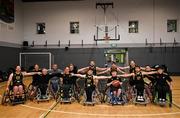 21 September 2024; The Ballybrack Bulls team before the Basketball Ireland Insuremyhouse.ie National Cup quarter-final match between Ballybrack Bulls and North East Thunder at the IWA Gym & Sports Hall in Clontarf, Dublin. The Irish Wheelchair Basketball 24/25 season began with 8 teams from across Ireland contesting the quarter-finals of the InsureMyHouse.ie National Cup and these will be followed by the opening round of the Wheelchair Basketball Junior Blitz on Sunday, featuring young players aged 5-17. Photo by Sam Barnes/Sportsfile