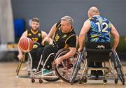 21 September 2024; Ryan Jason of Ballybrack Bulls in action against Martin Murphy of North East Thunder during the Basketball Ireland Insuremyhouse.ie National Cup quarter-final match between Ballybrack Bulls and North East Thunder at the IWA Gym & Sports Hall in Clontarf, Dublin. The Irish Wheelchair Basketball 24/25 season began with 8 teams from across Ireland contesting the quarter-finals of the InsureMyHouse.ie National Cup and these will be followed by the opening round of the Wheelchair Basketball Junior Blitz on Sunday, featuring young players aged 5-17. Photo by Sam Barnes/Sportsfile