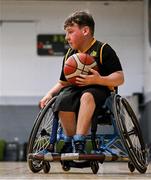 21 September 2024; Oran Spain of Ballybrack Bulls during the Basketball Ireland Insuremyhouse.ie National Cup quarter-final match between Ballybrack Bulls and North East Thunder at the IWA Gym & Sports Hall in Clontarf, Dublin. The Irish Wheelchair Basketball 24/25 season began with 8 teams from across Ireland contesting the quarter-finals of the InsureMyHouse.ie National Cup and these will be followed by the opening round of the Wheelchair Basketball Junior Blitz on Sunday, featuring young players aged 5-17. Photo by Sam Barnes/Sportsfile