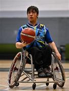 21 September 2024; Zane O'Hoistin of North East Thunder during the Basketball Ireland Insuremyhouse.ie National Cup quarter-final match between Ballybrack Bulls and North East Thunder at the IWA Gym & Sports Hall in Clontarf, Dublin. The Irish Wheelchair Basketball 24/25 season began with 8 teams from across Ireland contesting the quarter-finals of the InsureMyHouse.ie National Cup and these will be followed by the opening round of the Wheelchair Basketball Junior Blitz on Sunday, featuring young players aged 5-17. Photo by Sam Barnes/Sportsfile