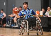 21 September 2024; Zane O'Hoistin of North East Thunder during the Basketball Ireland Insuremyhouse.ie National Cup quarter-final match between Ballybrack Bulls and North East Thunder at the IWA Gym & Sports Hall in Clontarf, Dublin. The Irish Wheelchair Basketball 24/25 season began with 8 teams from across Ireland contesting the quarter-finals of the InsureMyHouse.ie National Cup and these will be followed by the opening round of the Wheelchair Basketball Junior Blitz on Sunday, featuring young players aged 5-17. Photo by Sam Barnes/Sportsfile