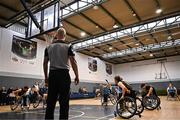 21 September 2024; Martin Murphy of North East Thunder scores a free throw during the Basketball Ireland Insuremyhouse.ie National Cup quarter-final match between Ballybrack Bulls and North East Thunder at the IWA Gym & Sports Hall in Clontarf, Dublin. The Irish Wheelchair Basketball 24/25 season began with 8 teams from across Ireland contesting the quarter-finals of the InsureMyHouse.ie National Cup and these will be followed by the opening round of the Wheelchair Basketball Junior Blitz on Sunday, featuring young players aged 5-17. Photo by Sam Barnes/Sportsfile