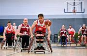 21 September 2024; Darragh O'Regan of Rebel Wheelers Multi-Sport Club makes a break during the Basketball Ireland Insuremyhouse.ie National Cup quarter-final match between Rebel Wheelers Multi-Sport Club and Titans Wheelers at the IWA Gym & Sports Hall in Clontarf, Dublin. The Irish Wheelchair Basketball 24/25 season began with 8 teams from across Ireland contesting the quarter-finals of the InsureMyHouse.ie National Cup and these will be followed by the opening round of the Wheelchair Basketball Junior Blitz on Sunday, featuring young players aged 5-17. Photo by Sam Barnes/Sportsfile