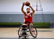 21 September 2024; Darragh O'Regan of Rebel Wheelers Multi-Sport Club during the Basketball Ireland Insuremyhouse.ie National Cup quarter-final match between Rebel Wheelers Multi-Sport Club and Titans Wheelers at the IWA Gym & Sports Hall in Clontarf, Dublin. The Irish Wheelchair Basketball 24/25 season began with 8 teams from across Ireland contesting the quarter-finals of the InsureMyHouse.ie National Cup and these will be followed by the opening round of the Wheelchair Basketball Junior Blitz on Sunday, featuring young players aged 5-17. Photo by Sam Barnes/Sportsfile