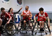 21 September 2024; Paul Ryan of Rebel Wheelers Multi-Sport Club in action against Elaine O'Halloran of Titans during the Basketball Ireland Insuremyhouse.ie National Cup quarter-final match between Rebel Wheelers Multi-Sport Club and Titans Wheelers at the IWA Gym & Sports Hall in Clontarf, Dublin. The Irish Wheelchair Basketball 24/25 season began with 8 teams from across Ireland contesting the quarter-finals of the InsureMyHouse.ie National Cup and these will be followed by the opening round of the Wheelchair Basketball Junior Blitz on Sunday, featuring young players aged 5-17. Photo by Sam Barnes/Sportsfile
