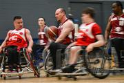 21 September 2024; Stephen Melvin of Titans during the Basketball Ireland Insuremyhouse.ie National Cup quarter-final match between Rebel Wheelers Multi-Sport Club and Titans Wheelers at the IWA Gym & Sports Hall in Clontarf, Dublin. The Irish Wheelchair Basketball 24/25 season began with 8 teams from across Ireland contesting the quarter-finals of the InsureMyHouse.ie National Cup and these will be followed by the opening round of the Wheelchair Basketball Junior Blitz on Sunday, featuring young players aged 5-17. Photo by Sam Barnes/Sportsfile