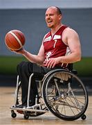 21 September 2024; Stephen Melvin of Titans in action against Conor Simpson of Rebel Wheelers Multi-Sport Club during the Basketball Ireland Insuremyhouse.ie National Cup quarter-final match between Rebel Wheelers Multi-Sport Club and Titans Wheelers at the IWA Gym & Sports Hall in Clontarf, Dublin. The Irish Wheelchair Basketball 24/25 season began with 8 teams from across Ireland contesting the quarter-finals of the InsureMyHouse.ie National Cup and these will be followed by the opening round of the Wheelchair Basketball Junior Blitz on Sunday, featuring young players aged 5-17. Photo by Sam Barnes/Sportsfile