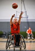 21 September 2024; Bledar Suxha of Killester takes a free throw during the Basketball Ireland Insuremyhouse.ie National Cup quarter-final match between Killester Wheelchair Basketball Club and Clonaslee Wheelchair Basketball Club at the IWA Gym & Sports Hall in Clontarf, Dublin. The Irish Wheelchair Basketball 24/25 season began with 8 teams from across Ireland contesting the quarter-finals of the InsureMyHouse.ie National Cup and these will be followed by the opening round of the Wheelchair Basketball Junior Blitz on Sunday, featuring young players aged 5-17. Photo by Sam Barnes/Sportsfile