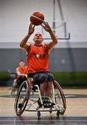21 September 2024; Barry Cooke of Killester takes a free throw during the Basketball Ireland Insuremyhouse.ie National Cup quarter-final match between Killester Wheelchair Basketball Club and Clonaslee Wheelchair Basketball Club at the IWA Gym & Sports Hall in Clontarf, Dublin. The Irish Wheelchair Basketball 24/25 season began with 8 teams from across Ireland contesting the quarter-finals of the InsureMyHouse.ie National Cup and these will be followed by the opening round of the Wheelchair Basketball Junior Blitz on Sunday, featuring young players aged 5-17. Photo by Sam Barnes/Sportsfile