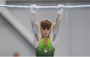21 September 2024; Michael O'Neill of Ireland competes in the horizontal bar during day one of the Gymnastics Ireland hosted Northern European Championships 2024 at the National Indoor Arena on the Sport Ireland Campus in Dublin. Photo by Stephen McCarthy/Sportsfile