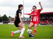 22 September 2024; Alice Lillie of Sligo Rovers in action against Roisin Molloy of Athlone Town during the Sports Direct Women's FAI Cup semi-final match between Sligo Rovers and Athlone Town at The Showgrounds in Sligo. Photo by Michael P Ryan/Sportsfile
