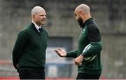 21 September 2024; Connacht head coach Peter Wilkins, left, with defence coach Scott Fardy before the United Rugby Championship match between Munster and Connacht at Thomond Park in Limerick. Photo by Brendan Moran/Sportsfile
