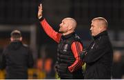 23 September 2024; Bohemians assistant manager Stephen O'Donnell and manager Alan Reynolds, right, during the SSE Airtricity Men's Premier Division match between Shamrock Rovers and Bohemians at Tallaght Stadium in Dublin. Photo by Stephen McCarthy/Sportsfile