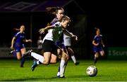 25 September 2024; Jesi Lynne Rossman of Athlone Town in action against Orlaith Conlon of Wexford during the SSE Airtricity Women's Premier Division match between Wexford and Athlone Town at Ferrycarrig Park in Wexford. Photo by Shauna Clinton/Sportsfile