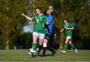 27 September 2024; Katie Finnegan of Ireland and Mia Holling of Denmark during the cerebal palsy women's international series match between Ireland and Denmark at the AUL Complex in Dublin. Photo by Stephen McCarthy/Sportsfile