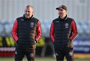 27 September 2024; Bohemians manager Alan Reynolds, left, Bohemians assistant manager Stephen O'Donnell before the SSE Airtricity Men's Premier Division match between Dundalk and Bohemians at Oriel Park in Dundalk, Louth. Photo by Ben McShane/Sportsfile