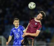 27 September 2024; Patrick Hickey of Galway United in action against Darragh Leahy of Waterford during the SSE Airtricity Men's Premier Division match between Waterford and Galway United at the Regional Sports Centre in Waterford. Photo by Michael P Ryan/Sportsfile