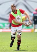 28 September 2024; Iain Henderson of Ulster warms up before the United Rugby Championship match between Emirates Lions and Ulster at Emirates Airline Park in Johannesburg, South Africa. Photo by Shaun Roy/Sportsfile