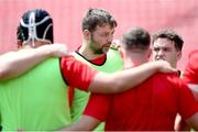 28 September 2024; Iain Henderson of Ulster talks to his teammates before the United Rugby Championship match between Emirates Lions and Ulster at Emirates Airline Park in Johannesburg, South Africa. Photo by Shaun Roy/Sportsfile