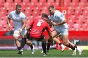 28 September 2024; Stuart McCloskey of Ulster in action against Jarod Cairns of Emirates Lions during the United Rugby Championship match between Emirates Lions and Ulster at Emirates Airline Park in Johannesburg, South Africa. Photo by Shaun Roy/Sportsfile