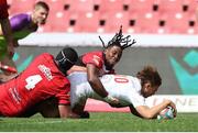 28 September 2024; Aidan Morgan of Ulster scores his side's second try during the United Rugby Championship match between Emirates Lions and Ulster at Emirates Airline Park in Johannesburg, South Africa. Photo by Shaun Roy/Sportsfile