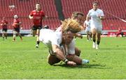 28 September 2024; Werner Kok of Ulster gathers the ball to score his side's third try during the United Rugby Championship match between Emirates Lions and Ulster at Emirates Airline Park in Johannesburg, South Africa. Photo by Shaun Roy/Sportsfile