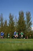 27 September 2024; Katie Finnegan of Ireland brings the ball forward during the cerebal palsy women's international series match between Ireland and Denmark at the AUL Complex in Dublin. Photo by Stephen McCarthy/Sportsfile