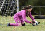 27 September 2024; Ireland goalkeeper Reeva Merriman during the cerebal palsy women's international series match between Ireland and Denmark at the AUL Complex in Dublin. Photo by Stephen McCarthy/Sportsfile