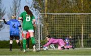 27 September 2024; Ireland goalkeeper Reeva Merriman during the cerebal palsy women's international series match between Ireland and Denmark at the AUL Complex in Dublin. Photo by Stephen McCarthy/Sportsfile