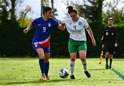 28 September 2024; Heather Jameson of Ireland in action against Leah Glaser of USA during the Cerebal Palsy women's international series match between Ireland and USA at the AUL Complex in Dublin. Photo by Shauna Clinton/Sportsfile