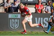 28 September 2024;  Bryan Fitzgerald of Munster runs to score try during the United Rugby Championship match between Zebre Parma and Munster at Stadio Sergio Lanfranchi in Parma, Italy. Photo by Roberto Bregani/Sportsfile