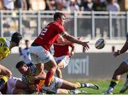 28 September 2024;  Tom Farrell of Munster gets the ball away during the United Rugby Championship match between Zebre Parma and Munster at Stadio Sergio Lanfranchi in Parma, Italy. Photo by Roberto Bregani/Sportsfile