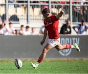 28 September 2024;  Tony Butler of Munster converts a try during the United Rugby Championship match between Zebre Parma and Munster at Stadio Sergio Lanfranchi in Parma, Italy. Photo by Roberto Bregani/Sportsfile
