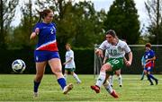 28 September 2024; Eva Walsh of Ireland has a shot on goal during the Cerebal Palsy women's international series match between Ireland and USA at the AUL Complex in Dublin. Photo by Shauna Clinton/Sportsfile