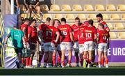 28 September 2024;  Players of Munster look dejected following a try scored by Zebre Parma during the United Rugby Championship match between Zebre Parma and Munster at Stadio Sergio Lanfranchi in Parma, Italy. Photo by Roberto Bregani/Sportsfile