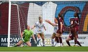 28 September 2024; Kate Mooney of Shelbourne celebrates after scoring her side's first goal during the SSE Airtricity Women's Premier Division match between Galway United and Shelbourne at Eamonn Deacy Park in Galway. Photo by Stephen McCarthy/Sportsfile