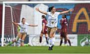 28 September 2024; Noelle Murray of Shelbourne celebrates her side's first goal, scored by team-mate Kate Mooney, during the SSE Airtricity Women's Premier Division match between Galway United and Shelbourne at Eamonn Deacy Park in Galway. Photo by Stephen McCarthy/Sportsfile
