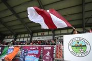 28 September 2024; A Galway United supporter before the SSE Airtricity Women's Premier Division match between Galway United and Shelbourne at Eamonn Deacy Park in Galway. Photo by Stephen McCarthy/Sportsfile