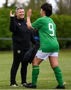 27 September 2024; Ireland coach Irene Hehir and Shauna McGann during the cerebal palsy women's international series match between Ireland and Denmark at the AUL Complex in Dublin. Photo by Stephen McCarthy/Sportsfile