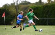 27 September 2024; Heather Jameson of Ireland and Karen Gunnarsdottir of Denmark during the cerebal palsy women's international series match between Ireland and Denmark at the AUL Complex in Dublin. Photo by Stephen McCarthy/Sportsfile