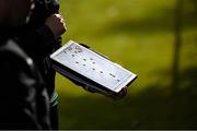 27 September 2024; A detailed view of a tactics board during the cerebal palsy women's international series match between Ireland and Denmark at the AUL Complex in Dublin. Photo by Stephen McCarthy/Sportsfile
