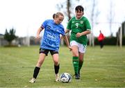 27 September 2024; Karen Gunnarsdottir of Denmark and Shauna McGann of Ireland during the cerebal palsy women's international series match between Ireland and Denmark at the AUL Complex in Dublin. Photo by Stephen McCarthy/Sportsfile