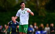 28 September 2024; Charlie Byrne of Ireland reacts to a missed shot on goal during the Cerebal Palsy men's international series match between Ireland and Scotland at the AUL Complex in Dublin. Photo by Shauna Clinton/Sportsfile