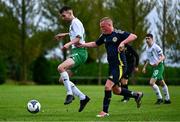 28 September 2024; Dylan Sheridan of Ireland in action against James McLopin of Scotland during the Cerebal Palsy men's international series match between Ireland and Scotland at the AUL Complex in Dublin. Photo by Shauna Clinton/Sportsfile