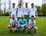 28 September 2024; The Ireland team pose for a team photograph before the Cerebal Palsy men's international series match between Ireland and Scotland at the AUL Complex in Dublin. Photo by Shauna Clinton/Sportsfile