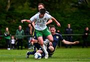 28 September 2024; Charlie Byrne of Ireland is tackled by Will Arahan of Scotland during the Cerebal Palsy men's international series match between Ireland and Scotland at the AUL Complex in Dublin. Photo by Shauna Clinton/Sportsfile