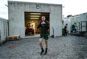 28 September 2024; Mack Hansen of Connacht makes his way to the pitch past the club shed before the United Rugby Championship match between Connacht and Hollywoodbets Sharks at Dexcom Stadium in Galway. Photo by Tyler Miller/Sportsfile