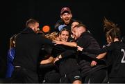 28 September 2024; Madison Gibson of Athlone Town celebrates after scoring her side's third goal with team-mates and staff during the SSE Airtricity Women's Premier Division match between Athlone Town and Shamrock Rovers at Athlone Town Stadium in Westmeath. Photo by Stephen McCarthy/Sportsfile