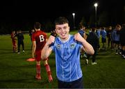 28 September 2024; Max Mason of UCD celebrates after the EA SPORTS MU20 League of Ireland Enda McGuill Cup final match between UCD and Sligo Rovers at UCD Bowl in Belfield, Dublin. Photo by David Fitzgerald/Sportsfile